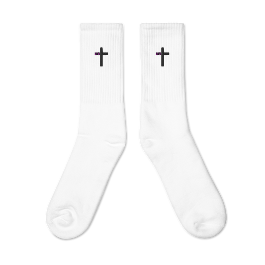 "Salvation Made Cross" Unisex Embroidered Crew Socks